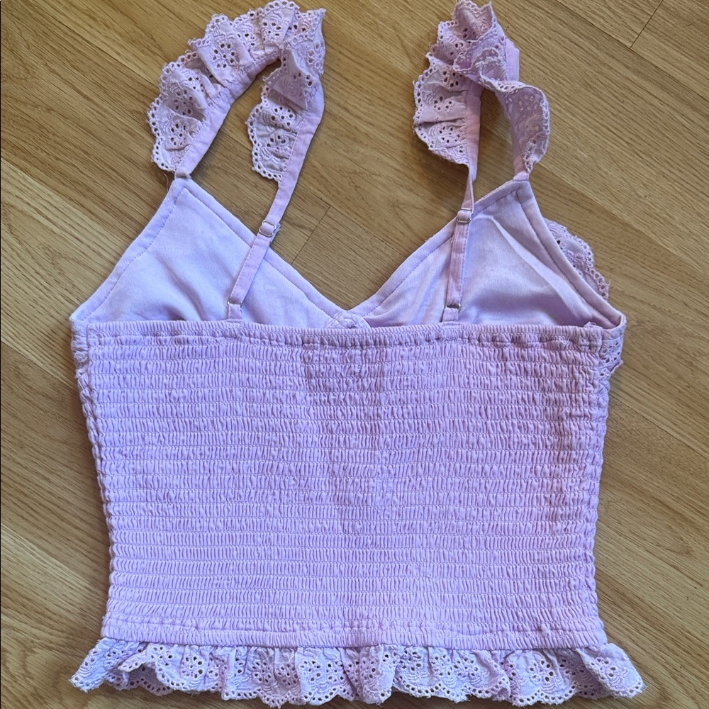NWT Japna Bundle of Crop Top Pink Lace Trim Smocked Tank Ribbed Cottagecore - Picture 7 of 11